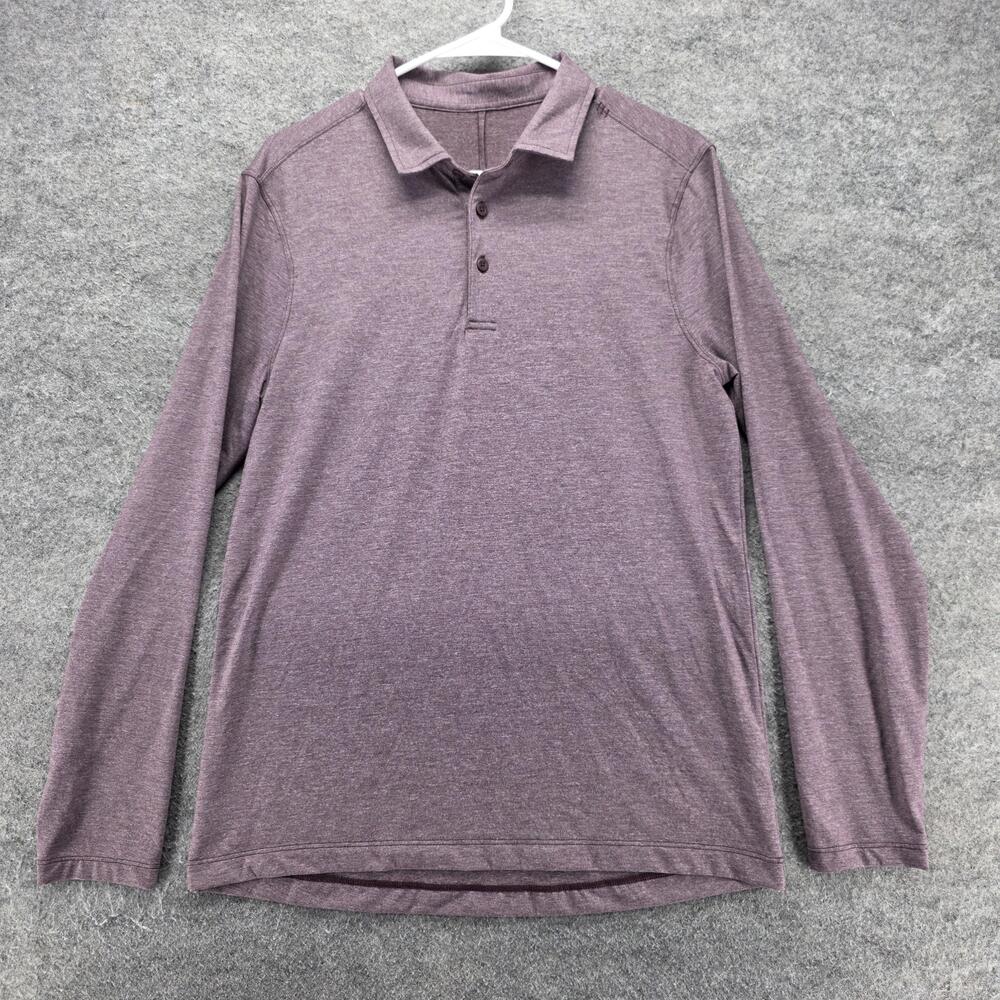 Lululemon Polo Shirt Mens M Purple Long Sleeve Polyester Blend Collared
